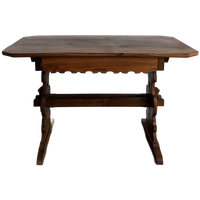 Antique German / Alpine Trestle Table With Drawer