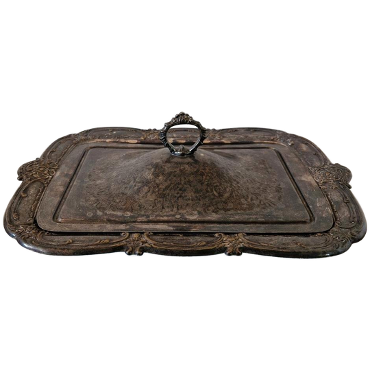 Antieke Serveerschaal Zilverkleurige Schaal Bord 1