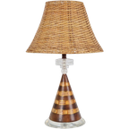 Vintage Conische Tafellamp Plexiglas Keramiek Rotan Regency thumbnail 1