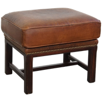 Hocker Gemaakt Van Schapenleer Met Een Houten Frame En Een Afwerking Met Siernagels