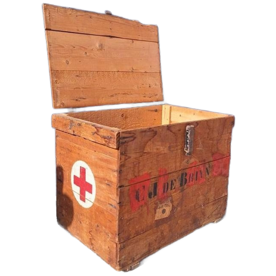 Authentieke Brocante Vintage Houten Kist, Bijzettafeltje 1