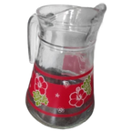Vintage Glazen Kan Rood Bloemen thumbnail 1