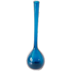 Vintage Petrol Blauwe Glazen Vaas Fles Vaasje Jaren 60 thumbnail 1