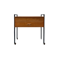 Vintage Houten Kastje Op Wielen Met Lade En Klep