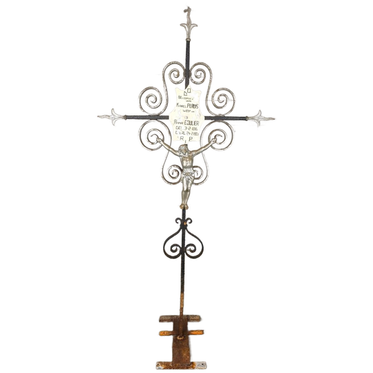 Groot Antiek Smeedijzeren Grafkruis 1