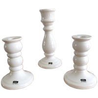 Set Van 3 Witte Vintage Zweedse Kandelaren Van Guldkroken