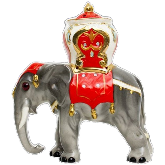 Vintage Hummel Goebel Parfumlamp Olifant Met Rode Zetel (gemerkt) 1