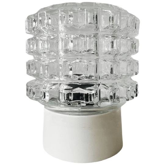 Vintage Mid-century Plafondlamp Helder Glas Plafonnière 1950’s 1