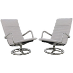 2x Vintage Draaifauteuil, 1980s Nieuwe Kussens thumbnail 1