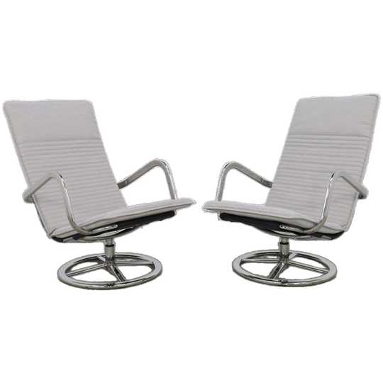 2x Vintage Draaifauteuil, 1980s Nieuwe Kussens 1