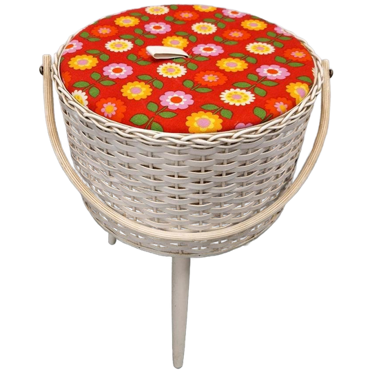 Vintage Naaimand Op Schuine Pootjes Fifties Opbergmand 1