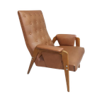 * Vintage Fauteuil Easy Chair Jaren 60 Cognac Skai thumbnail 1