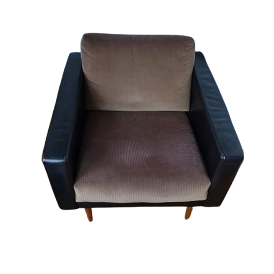 Vintage Clubfauteuils Jaren 50/60 Leder En Corduroy 1