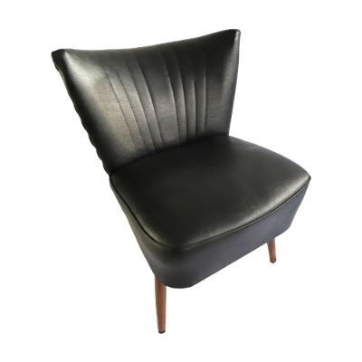 Vintage Cocktailstoel/Clubfauteuil Zwart Skai, Jaren '50