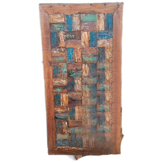 Kleurrijke Eettafel Gemaakt Van Sloophout Afm. 180 X 90cm 1
