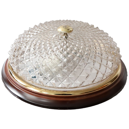 Vintage Plafonniere Glas Met Messing, Jaren '60 1