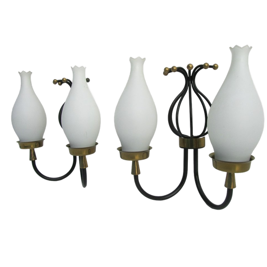 Set Van 2 Wandlampen, In De Stijl Van Angelo Lelii Voor Arredoluce, Italië, Circa 1950 1