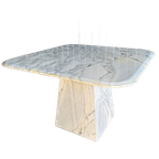 Vintage Carrara Marmeren Eettafel, Italië 1980 thumbnail 1