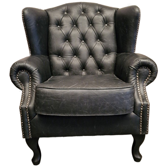 Chesterfield Lord Fauteuil – Vintage Zwart, Leer 1