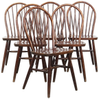 Set Van 6 Vintage Houten Windsor Spijlen Stoelen Uit De Jaren ’70 In Engelse Stijl thumbnail 1