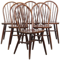 Set Van 6 Vintage Houten Windsor Spijlen Stoelen Uit De Jaren ’70 In Engelse Stijl