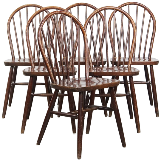 Set Van 6 Vintage Houten Windsor Spijlen Stoelen Uit De Jaren ’70 In Engelse Stijl 1
