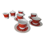 Vintage Kop En Schotels Bloemen Rood Oranje thumbnail 1