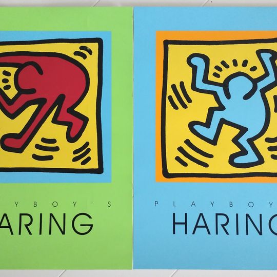 2x Keith Haring X Playboy Zeefdruk 60x45 Cm. 1