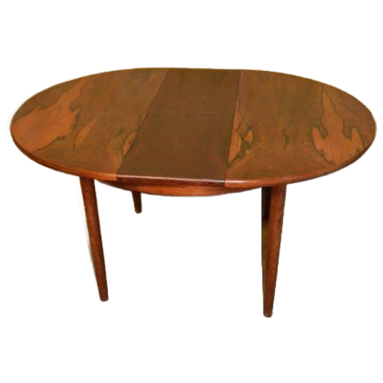 Ronde / Ovale Uitschuifbare Palissander Eettafel – Mid Century Modern – Scandinavisch Design 1950 1