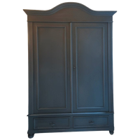 Grote Vintage Brocante Linnenkast Demontabel Off Black Van Farrow & Ball