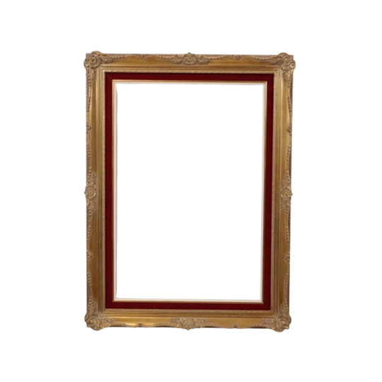 Vintage Vergulde Lijst Barok Stijl Rood Fluweel Klassiek 76x56cm 1