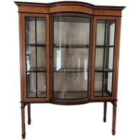 Antiek Engels Mahonie Vitrinekast Met 1 Deur, Met Bol Glas, 122 Cm Breed