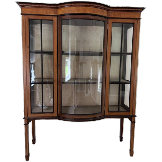 Antiek Engels Mahonie Vitrinekast Met 1 Deur, Met Bol Glas, 122 Cm Breed 1