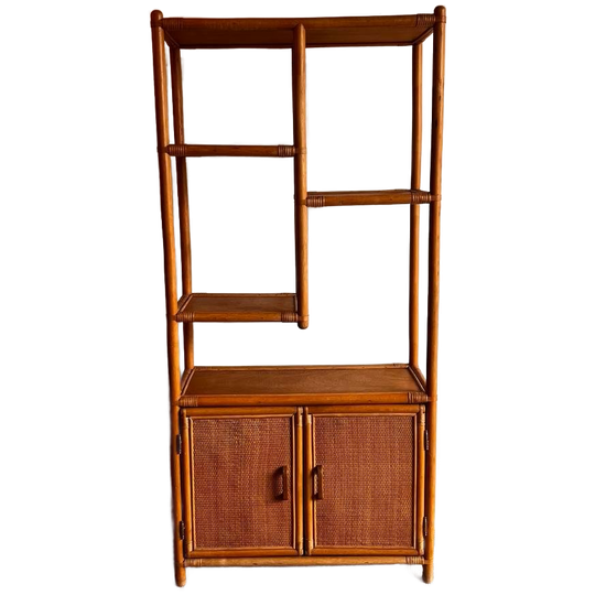 Vintage Rotan Bamboe Boekenkast 1