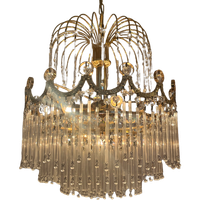 Opaline Vintage Art Deco Staafjes Kroonluchter Hanglamp Kristal