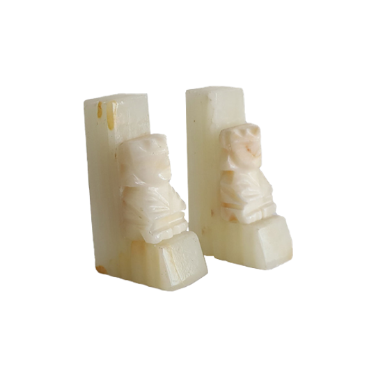 Set Van 2 Boekensteunen Inca/maya Onyx/marmer, Jaren '80 1