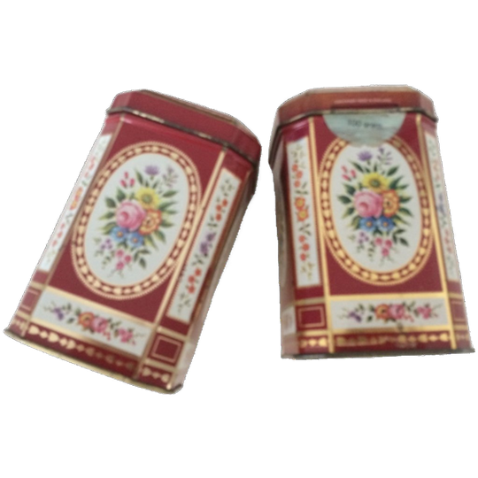 2 X Vintage Blikken Met Mooie Bloemen Design 1