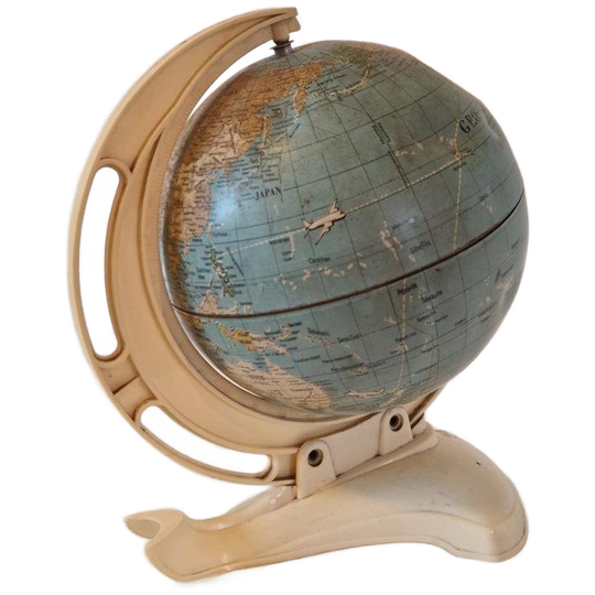 Vintage Wereldbol Globe Blikken Wereldbol Jaren 50 / 60 1