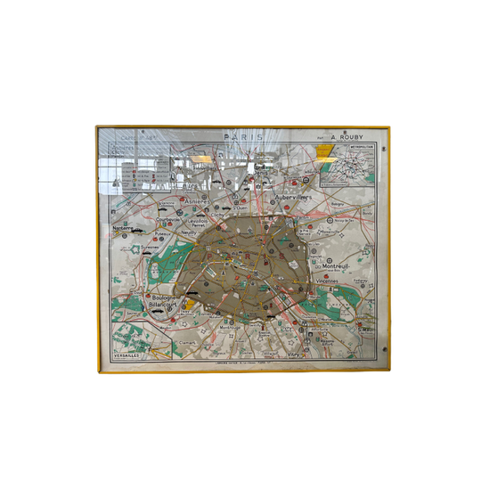 Vintage Xl Stratenplan Parijs 1
