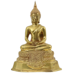 Thaise Messing Boeddha Beeld Sculptuur Zittend Dhyana Mudra thumbnail 1