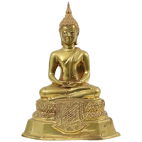 Thaise Messing Boeddha Beeld Sculptuur Zittend Dhyana Mudra