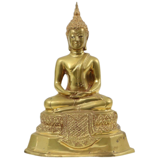 Thaise Messing Boeddha Beeld Sculptuur Zittend Dhyana Mudra 1