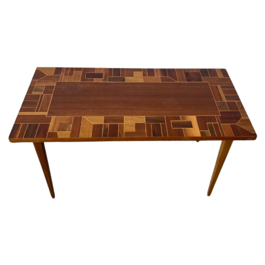 Vintage Bijzettafel - Salontafel - Sidetable Ingelegd Fineer 1