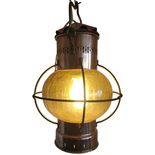Scheepslantaarn 360 Graden Met Bolvormig Amber Craquele Glas 1