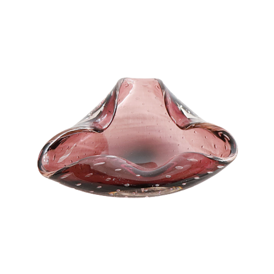 Murano Glazen Schaal In Paars Spijkerglas '60/'70 1