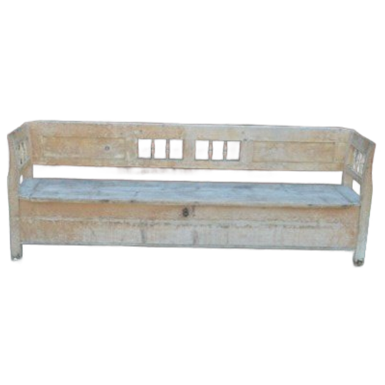 Lange Antieke Klepbank Met Arm- En Rugleuningen 1