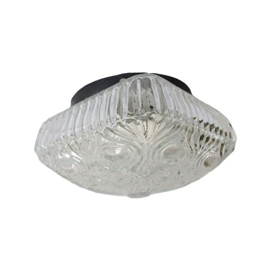 Vintage Glazen Vierkante Afgeronde Plafonniere <<<brand>>>, Jaren '60 1