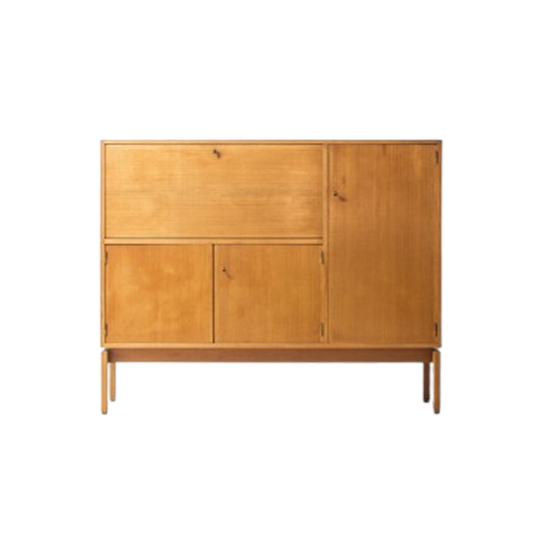 Vintage Verlichte Design Barkast In Licht Beukenhout Van Jos De Mey, België 1960 1