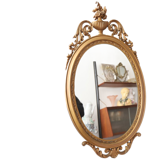 Vintage Spiegel, Kunststof Goud Rococo Regency Stijl, Italy Jaren '60 1