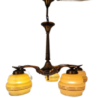 Art Deco Bronzen 5 Armige Kroonluchter